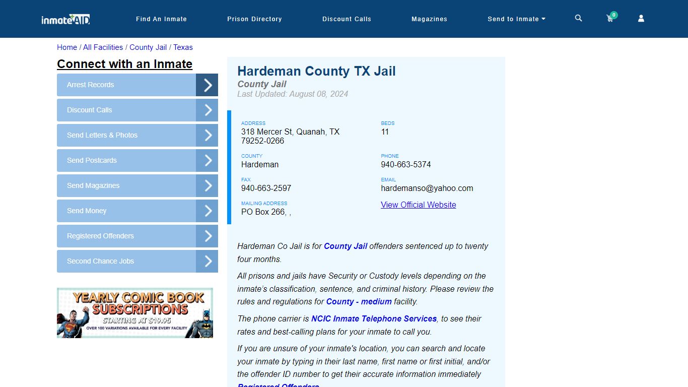 Hardeman County TX Jail - Inmate Locator